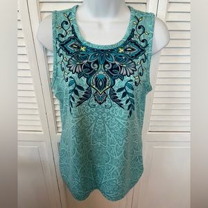 Athleta Turquoise Print Tank Top Size Medium